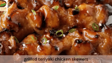 Grilled chicken teriyaki skewers with miso ranch