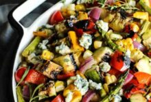 Grilled vegetable salad with fresh herb vinaigrette