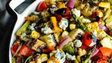 Grilled vegetable salad with fresh herb vinaigrette