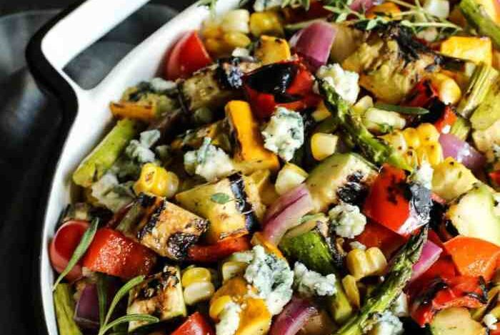 Grilled vegetable salad with fresh herb vinaigrette