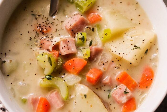 Creamy ham and potato soup