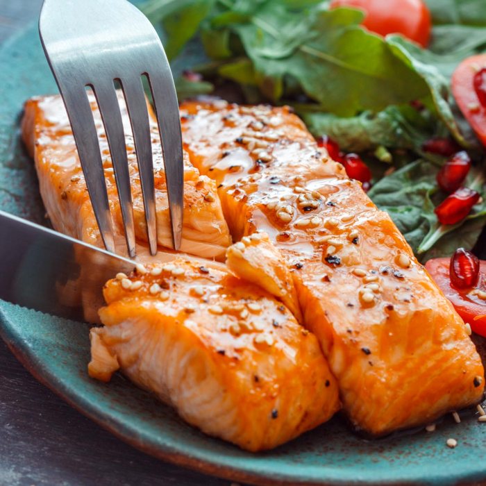 Air fryer salmon and asparagus for one