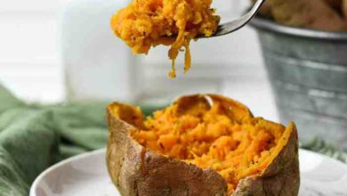 Microwaved baked sweet potatoes