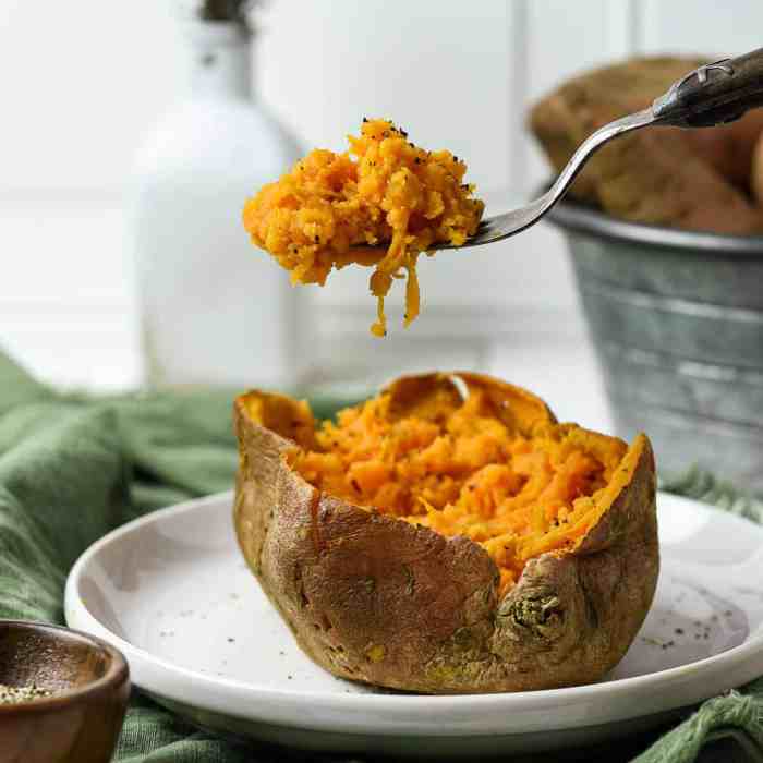 Microwaved baked sweet potatoes