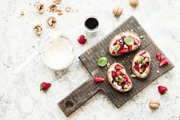 Strawberry balsamic ricotta bruschetta