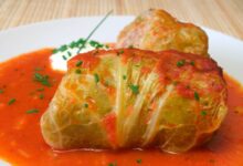 Ukrainian meat filled cabbage rolls