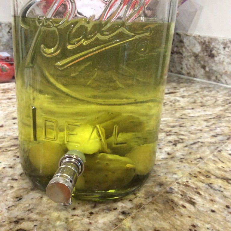 Homemade dill pickle vodka