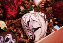 Marbled chocolate covered strawberries