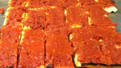 Rhode island style pizza strips aka bakery pizza