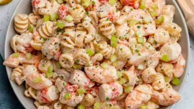 Shrimp pasta salad with italian dressing