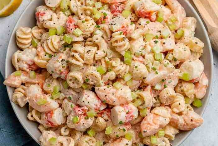 Shrimp pasta salad with italian dressing