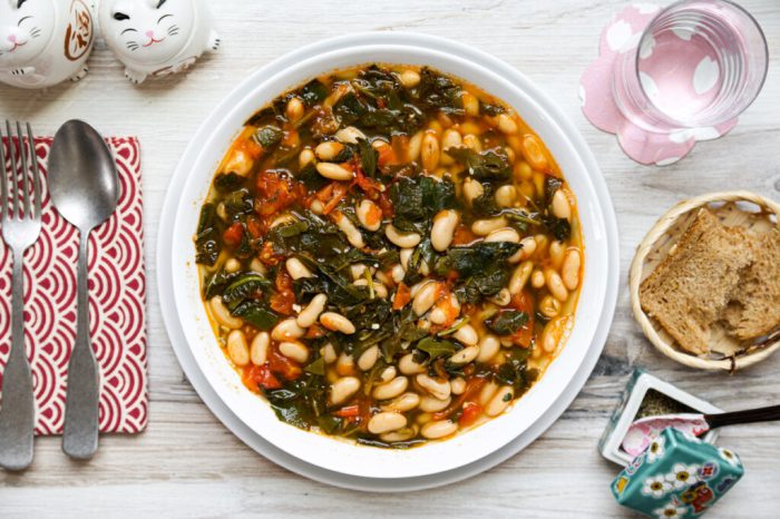 Kale white bean and farro stew