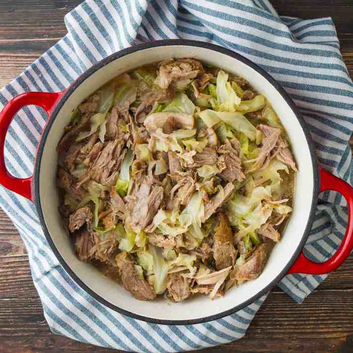 Homestyle kalua pork with cabbage in a slow cooker