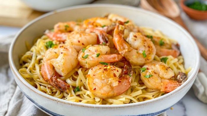 Bacon shrimp scampi pasta