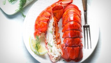 Lobster tails steamed in beer