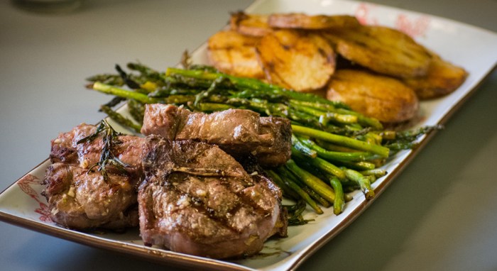 Grilled garlic and rosemary lamb loin chops