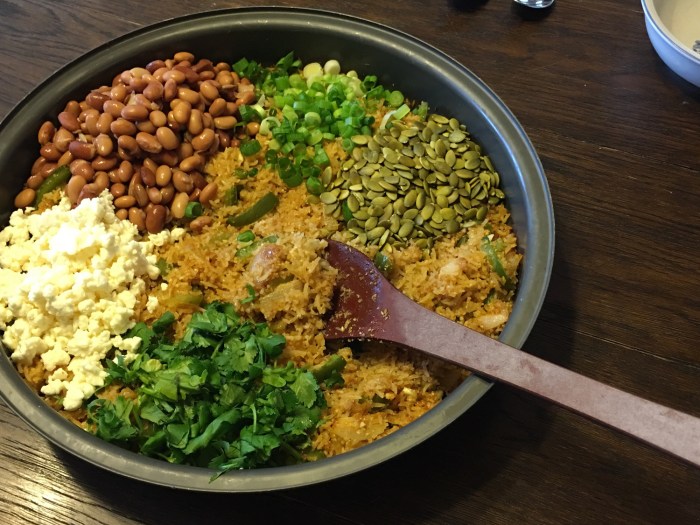 Cauliflower rice and beans fajita bowls