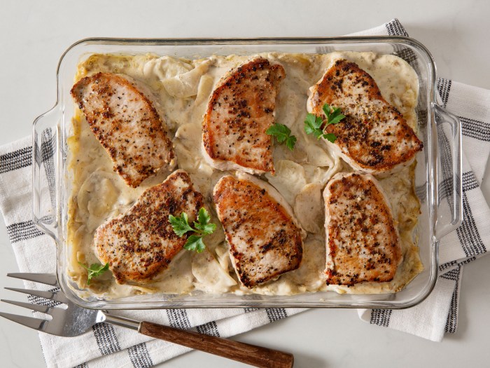 Pork chops with creamy scalloped potatoes