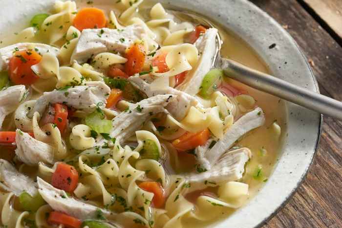 Cold busting ginger chicken noodle soup