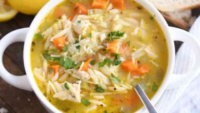 Lemon chicken orzo soup