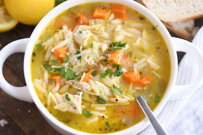 Lemon chicken orzo soup