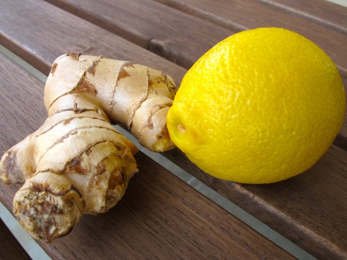 Lemon ginger and cinnamon flavored water