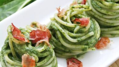 Linguini with roasted broccoli pesto