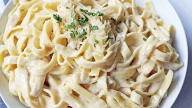 Skinny spaghetti squash alfredo