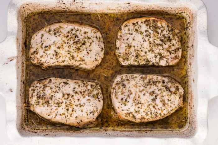 Easy baked pork chops marinated in italian dressing