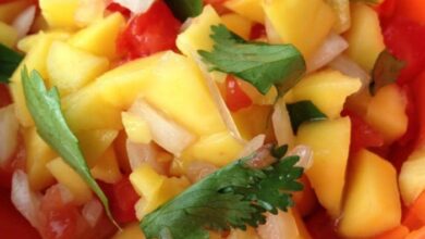 Mango peach and pineapple salsa