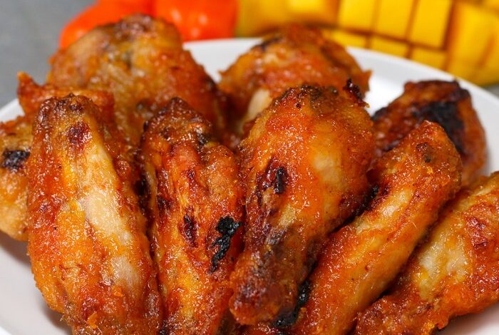 Mango habanero chicken wings