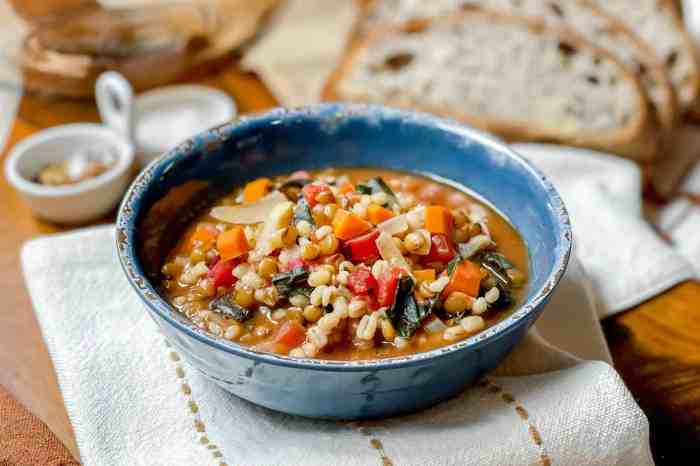 Barley lentil and mushroom soup