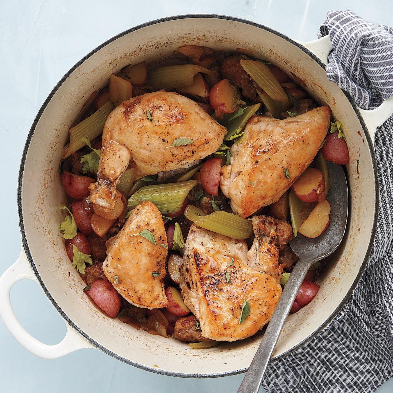 One pan chicken sausage peppers and potatoes