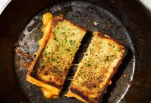 Garlic bread grilled cheese