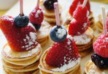 Mini very berry pancake skewers