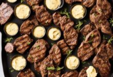 Minute steaks with barbeque butter sauce