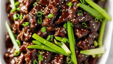 Mongolian beef and spring onions