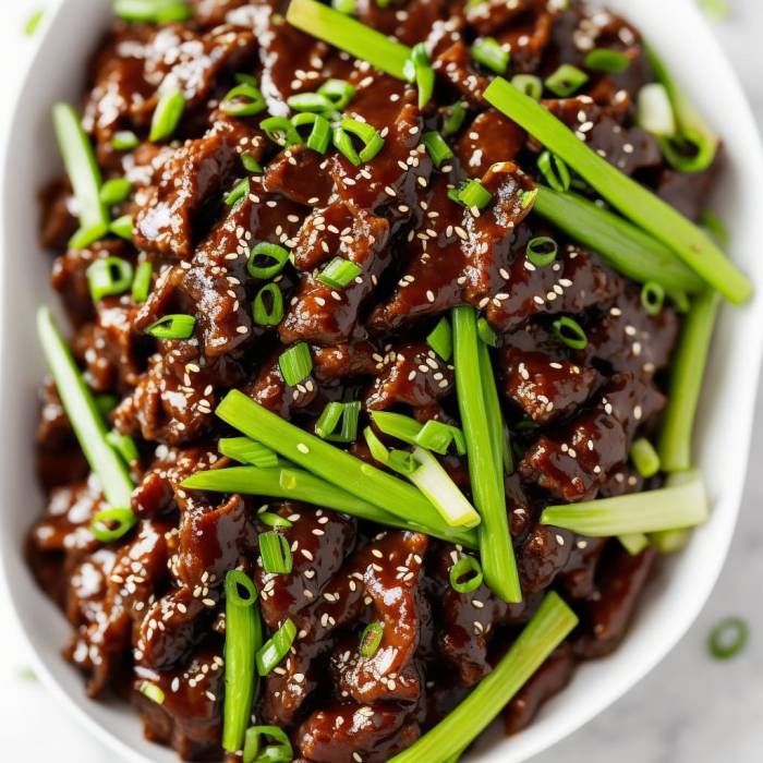 Mongolian beef and spring onions