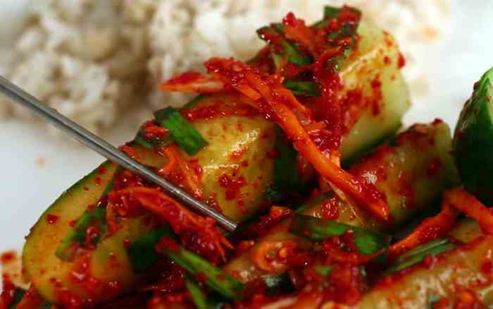 Spicy korean red pepper cucumbers