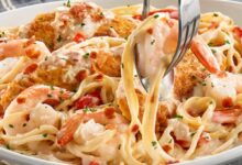 Chicken and shrimp carbonara