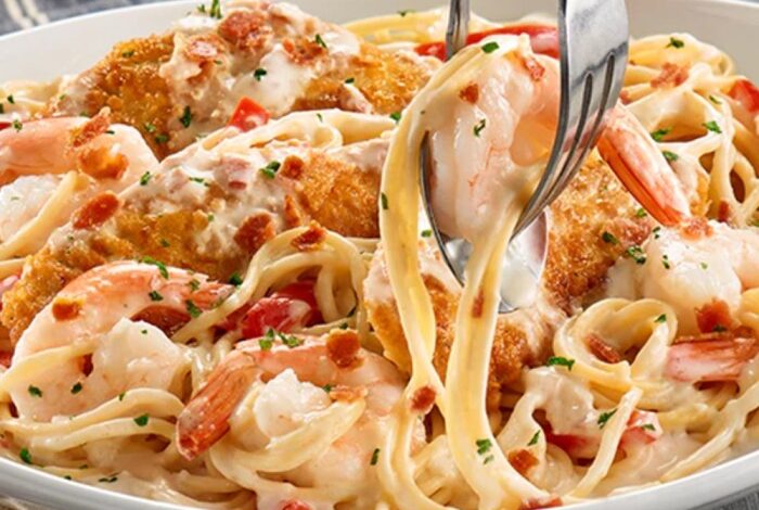 Chicken and shrimp carbonara