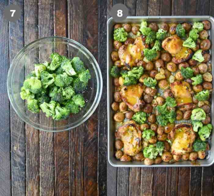 Sheet pan chicken and veggies with mustard vinaigrette