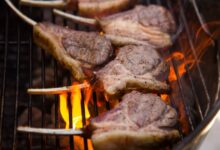 Grilled lamb with brown sugar glaze