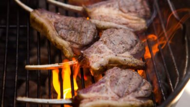 Grilled lamb with brown sugar glaze
