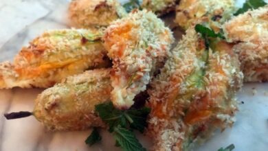 Squash baked stuffed blossoms light