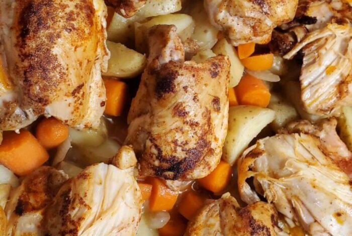 Easy one skillet chicken thighs with carrots