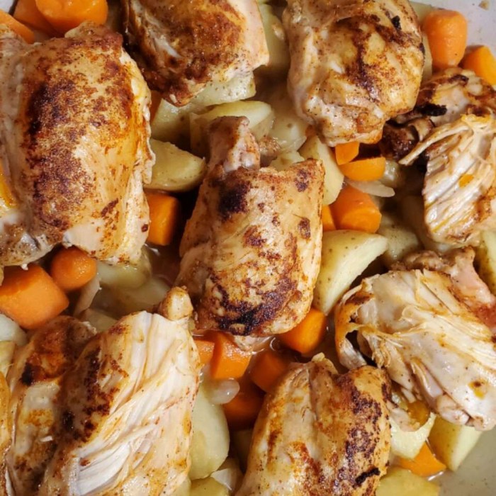 Easy one skillet chicken thighs with carrots