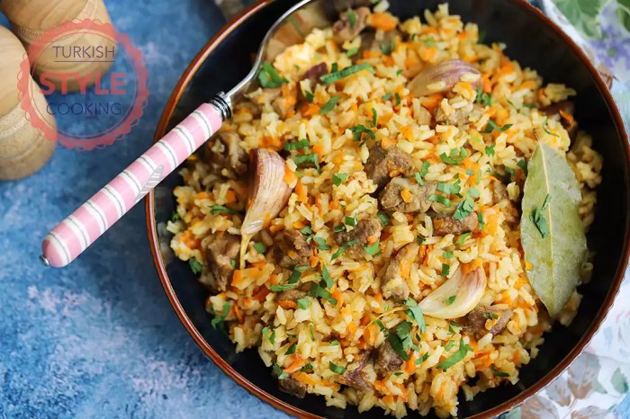 Uzbek plov lamb and rice pilaf