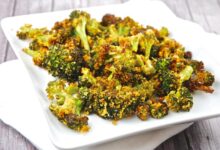 Garlic roasted broccoli with parmesan cheese