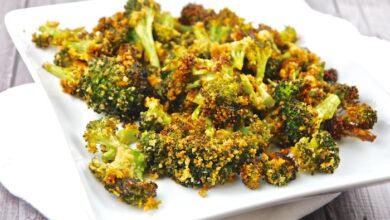 Garlic roasted broccoli with parmesan cheese